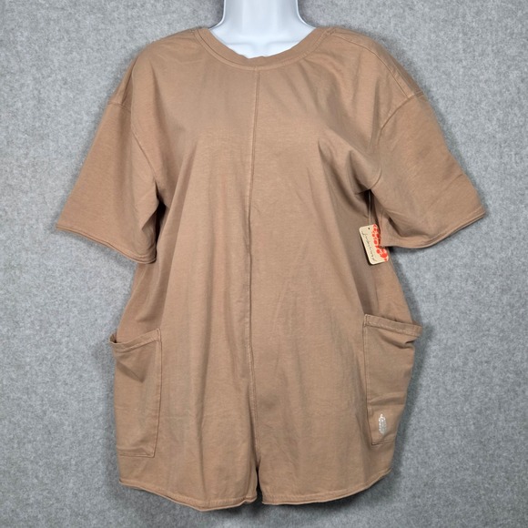 FP Movement Pants - FP Movement NEW Women XS Hot Shot Reversible Tee Romper Mocha Latte Oversized